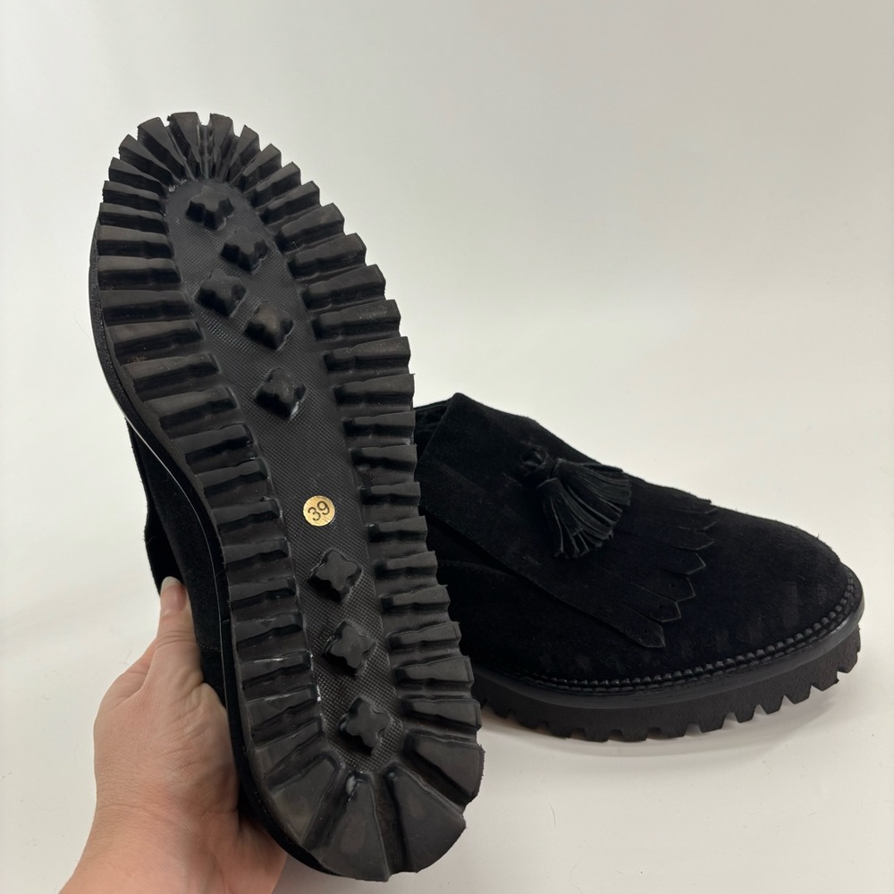 Cordani Italian black suede loafers with chunky heel and tassels size 39 - Picture 6 of 10